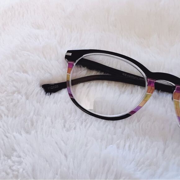 Zoe Black Multi-Color Round Reader Glasses - Picture 3 of 11
